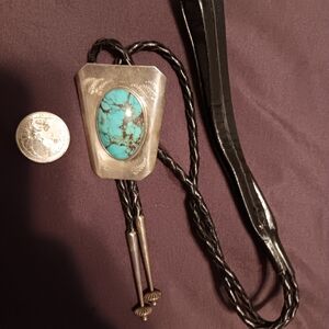RS Sterling silver bolo rie turquoise navajo